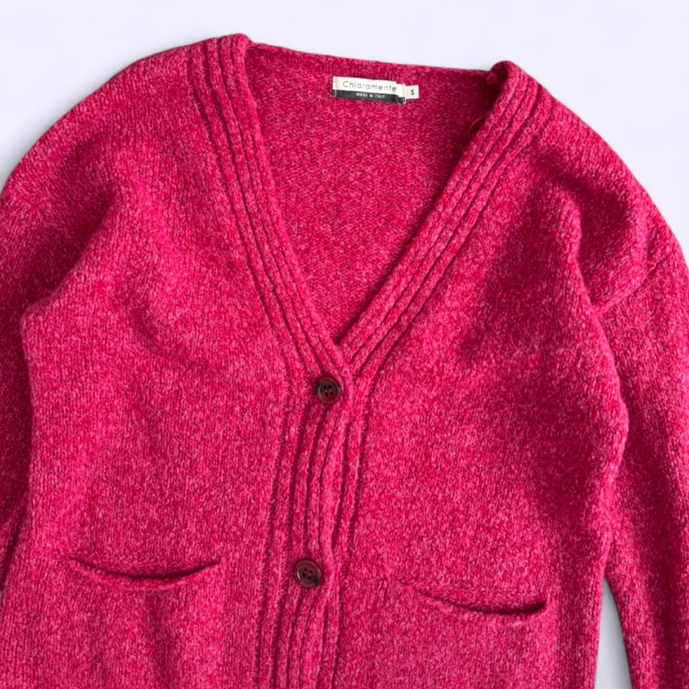 Made in Italy Chiaramente Wool Blend Red Pink Cardigan S